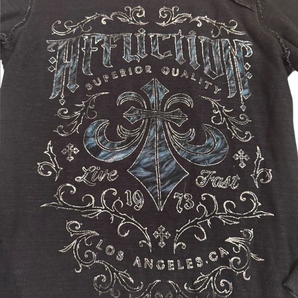 Affliction American Customs Oak Aged Reversible Thermal Med Indian Chief Scull - Picture 6 of 9